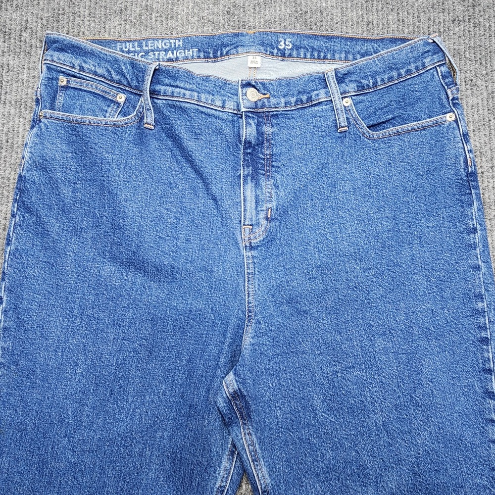 J.Crew Classic Straight Jeans Womens 35x30 Blue Medium Wash Stretch Denim Pants - Picture 2 of 11